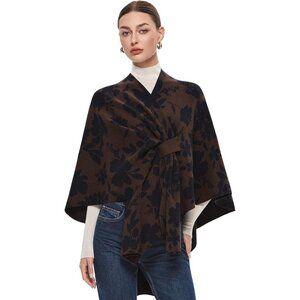 Women's Chocolate Brown Slate Blue Elegant Sweater Spring Fall Winter Shawl Wrap